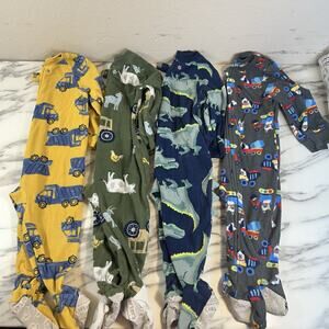 Baby Boy 9-12 months Footed Zip One Piece Sleeper Pajama Lot Bundle Of 4